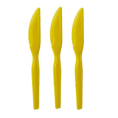 Cubierto plástico. Cuchillo amarillo 10u